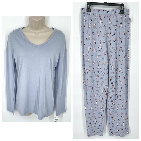 Charter Club NWT Women's 2 Piece PJ Set Shirt & Pants Size XS Zen Blue Owls - Picture 1 of 9